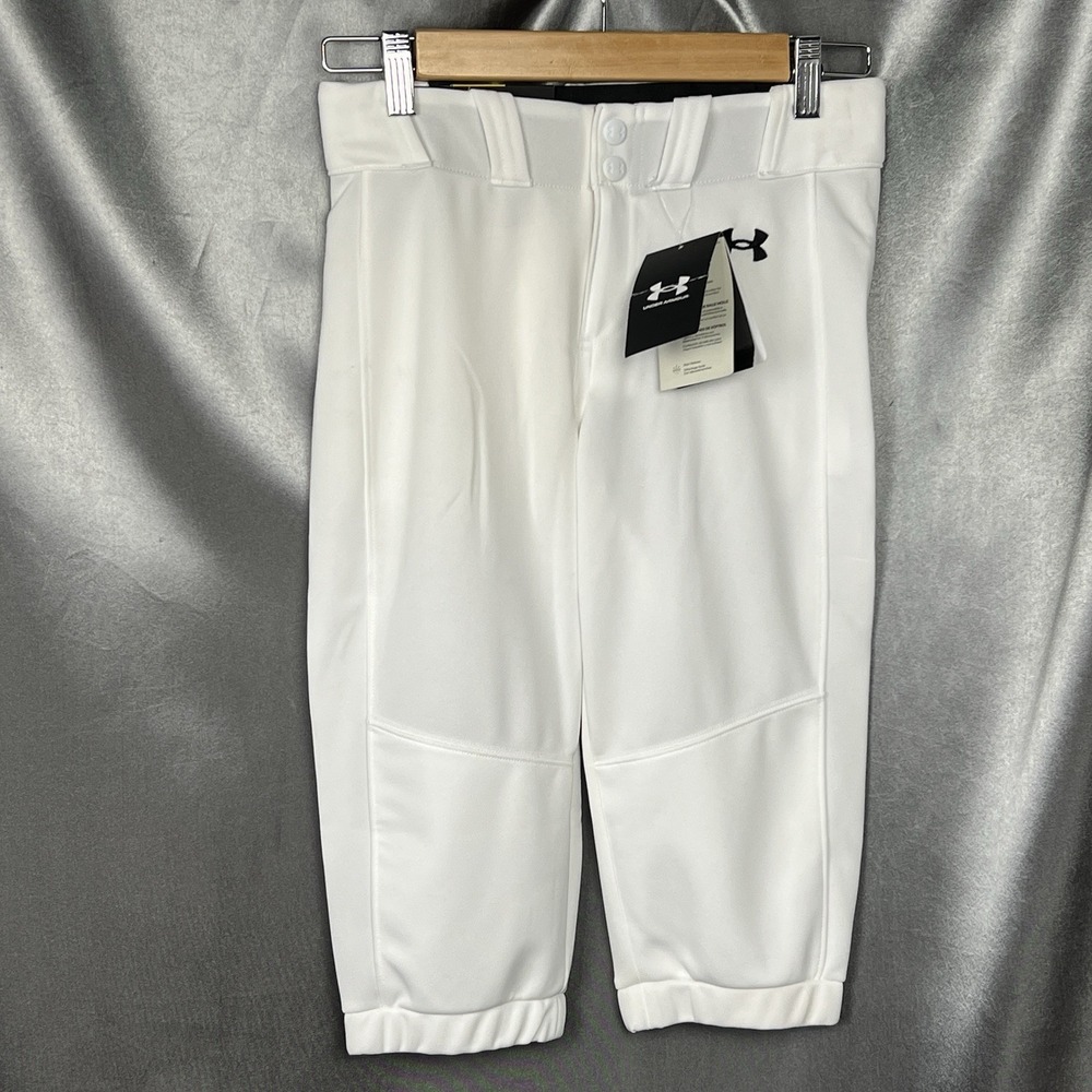 Under Armour Girls Softball Baseball Pants - White Size YMD Cropped #1375667 NEW